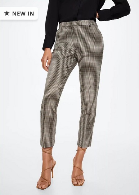 Mango - brown Skinny houndstooth suit trousers